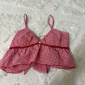 PacSun Red Gingham Sleeveless Top (good for 4th of July) size xs